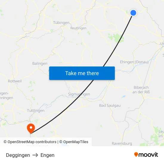 Deggingen to Engen map