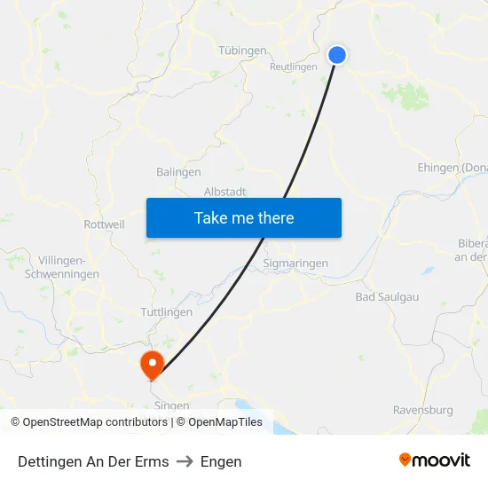 Dettingen An Der Erms to Engen map