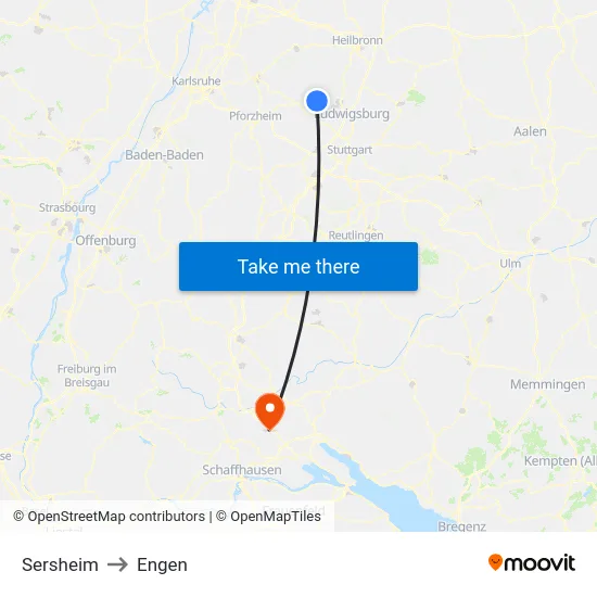 Sersheim to Engen map