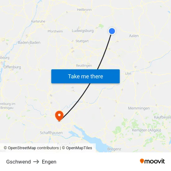 Gschwend to Engen map