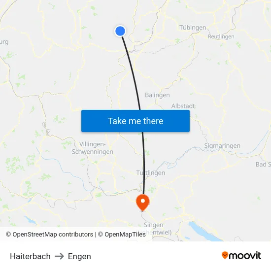 Haiterbach to Engen map