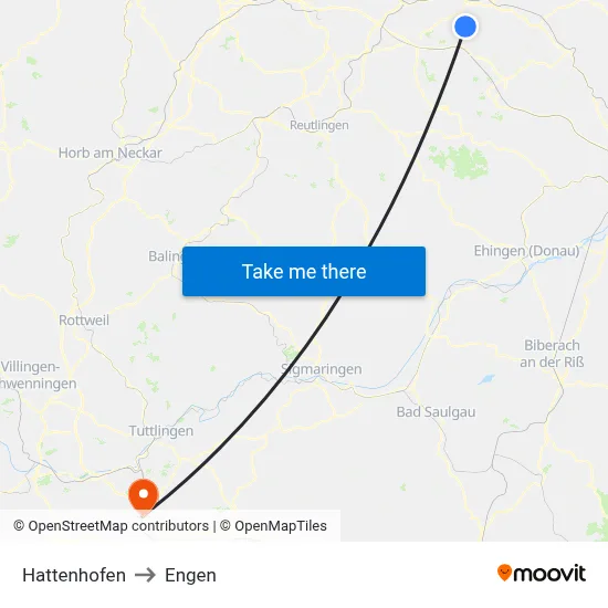 Hattenhofen to Engen map