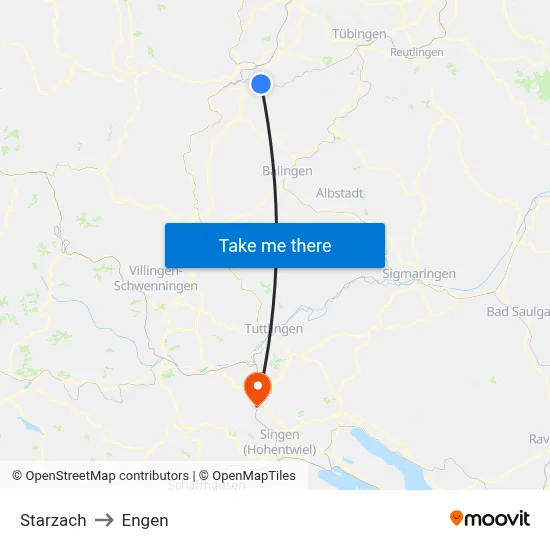 Starzach to Engen map