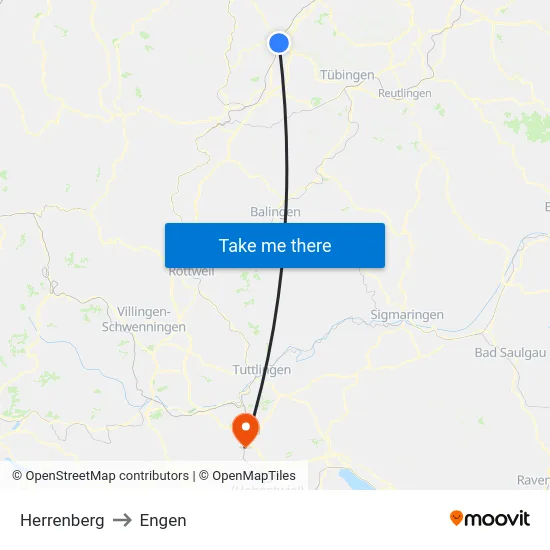 Herrenberg to Engen map