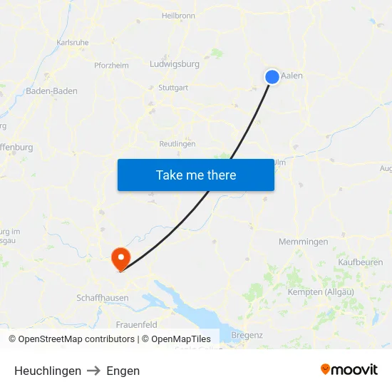 Heuchlingen to Engen map