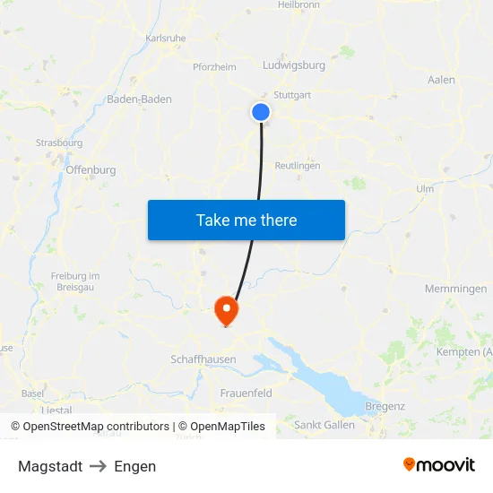 Magstadt to Engen map