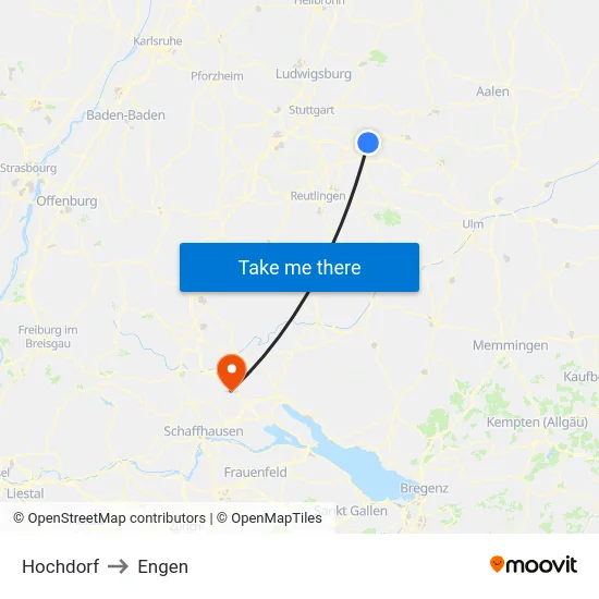 Hochdorf to Engen map
