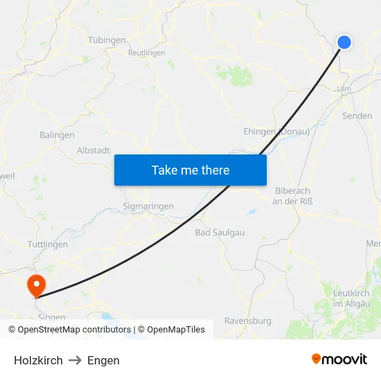 Holzkirch to Engen map