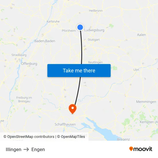 Illingen to Engen map
