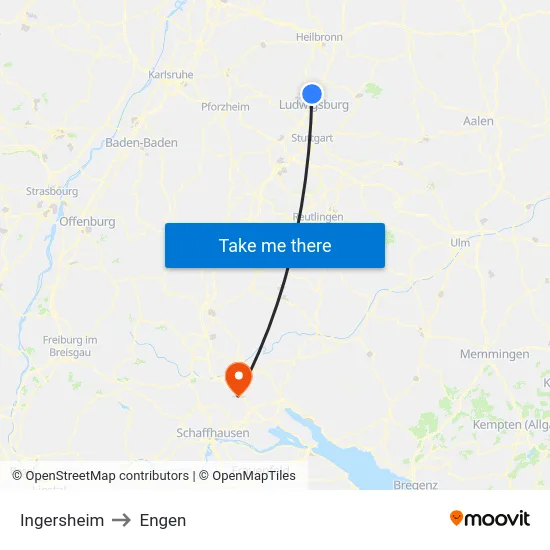 Ingersheim to Engen map