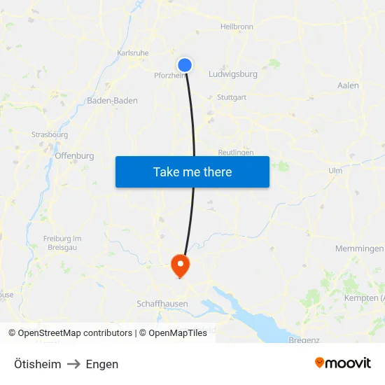 Ötisheim to Engen map