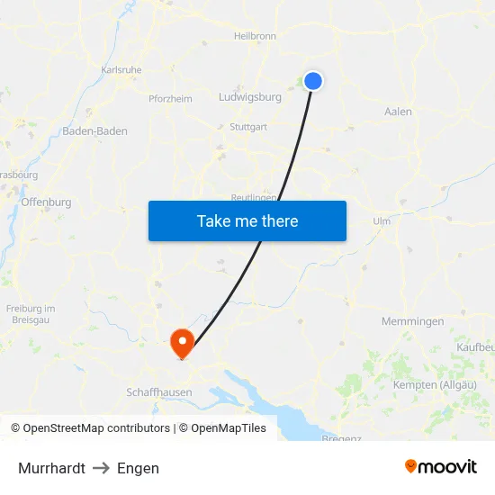 Murrhardt to Engen map