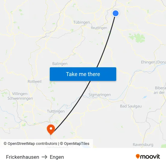 Frickenhausen to Engen map