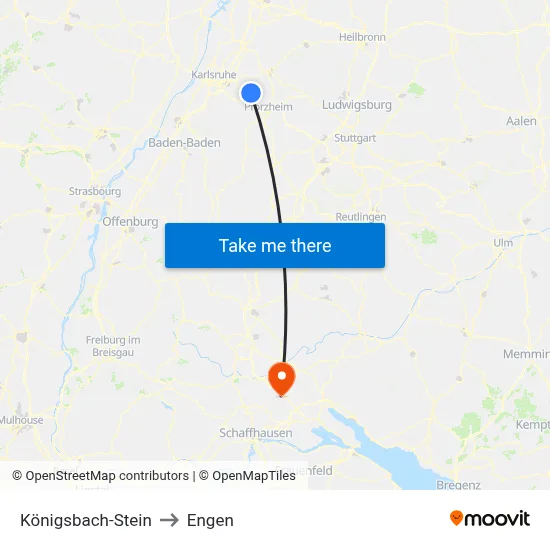 Königsbach-Stein to Engen map