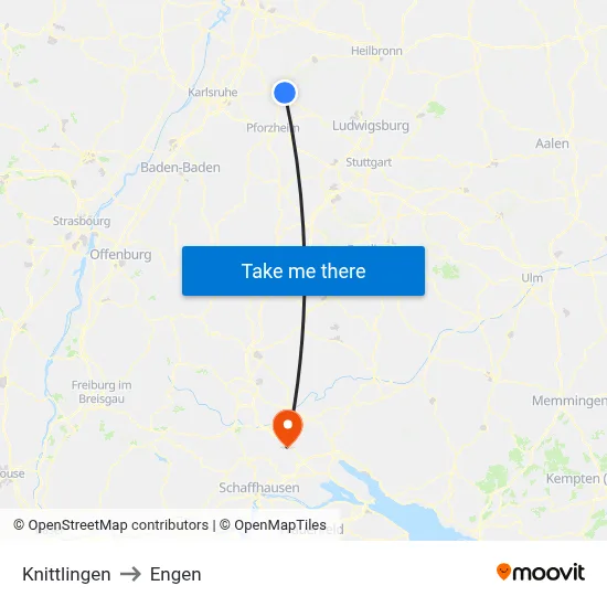 Knittlingen to Engen map