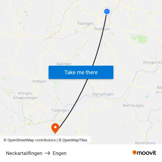 Neckartailfingen to Engen map
