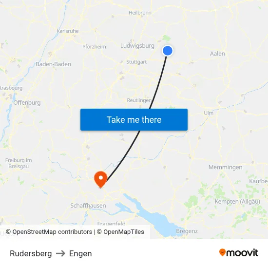 Rudersberg to Engen map