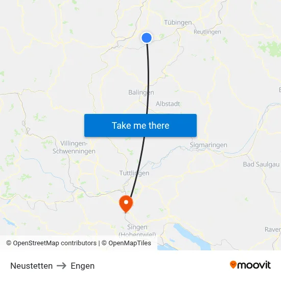 Neustetten to Engen map