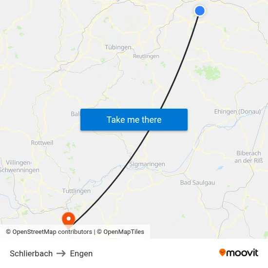 Schlierbach to Engen map