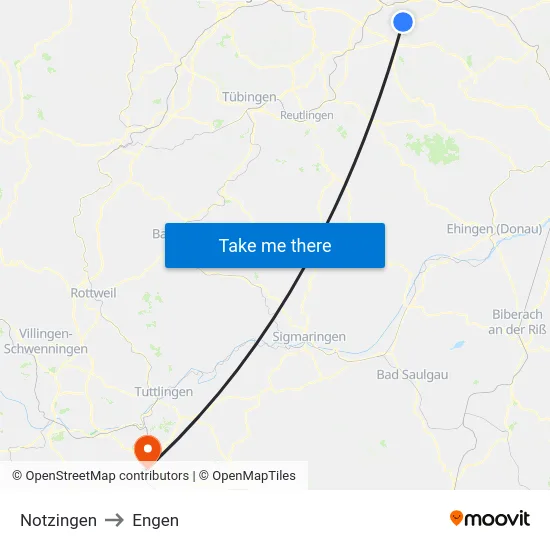 Notzingen to Engen map