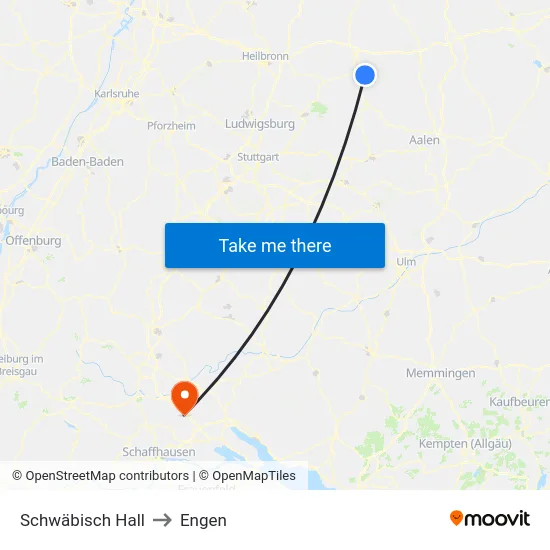 Schwäbisch Hall to Engen map