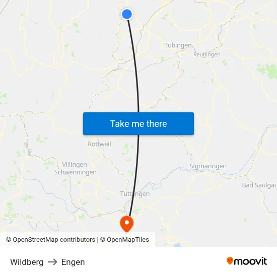 Wildberg to Engen map
