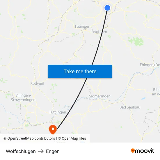 Wolfschlugen to Engen map