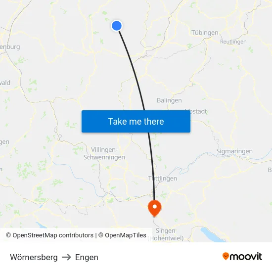 Wörnersberg to Engen map