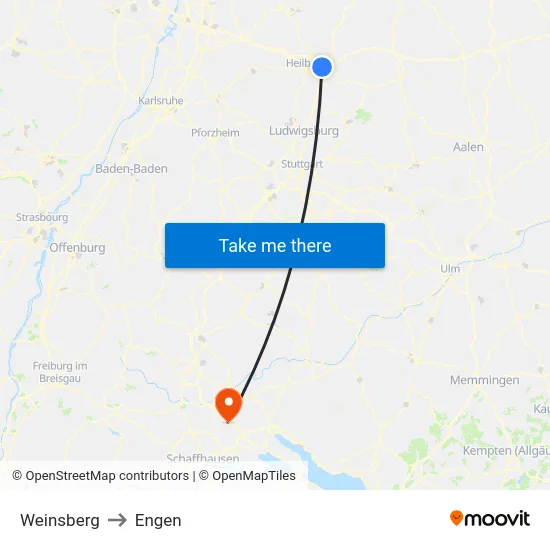 Weinsberg to Engen map