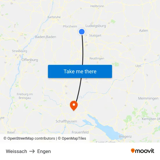 Weissach to Engen map