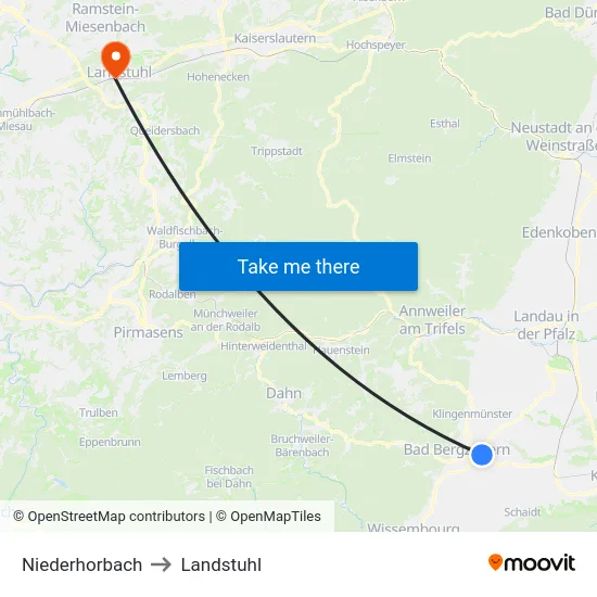 Niederhorbach to Landstuhl map