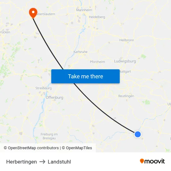 Herbertingen to Landstuhl map