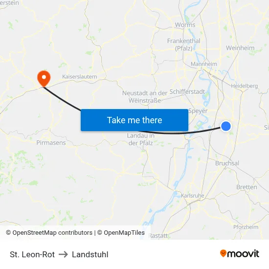 St. Leon-Rot to Landstuhl map