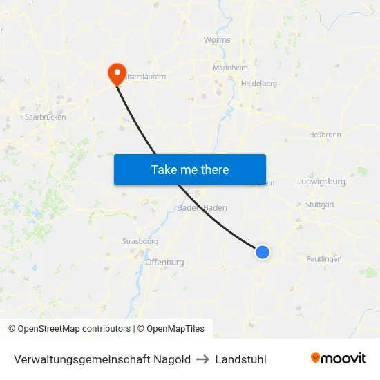Verwaltungsgemeinschaft Nagold to Landstuhl map