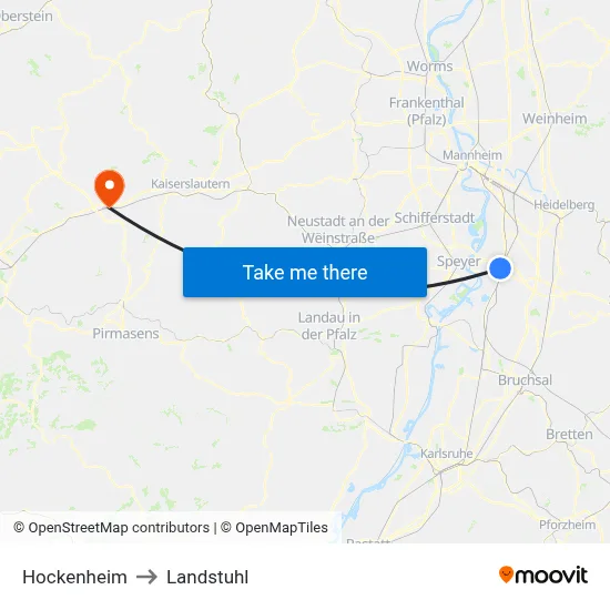 Hockenheim to Landstuhl map