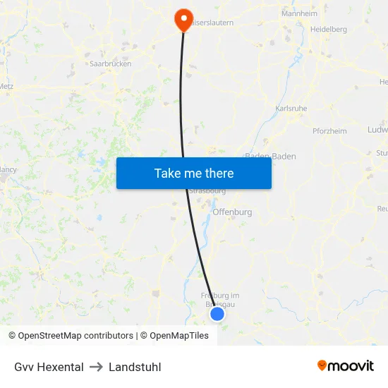 Gvv Hexental to Landstuhl map