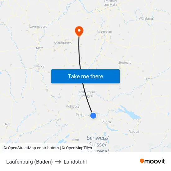 Laufenburg (Baden) to Landstuhl map