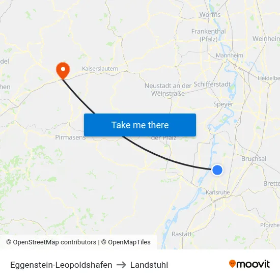 Eggenstein-Leopoldshafen to Landstuhl map