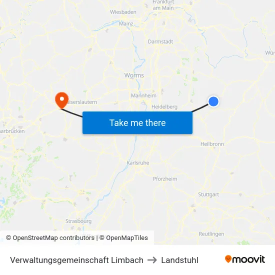 Verwaltungsgemeinschaft Limbach to Landstuhl map