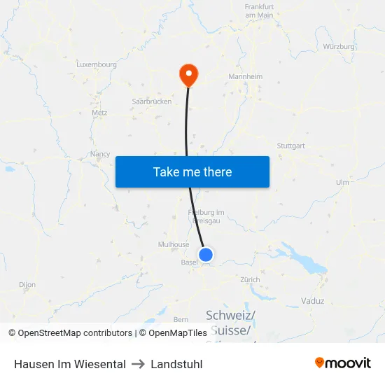 Hausen Im Wiesental to Landstuhl map