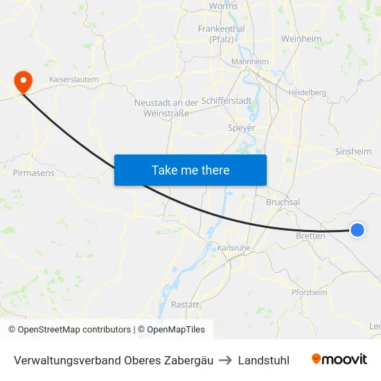 Verwaltungsverband Oberes Zabergäu to Landstuhl map