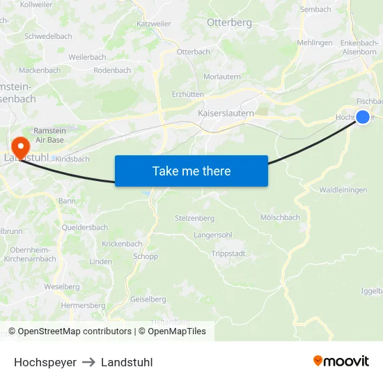 Hochspeyer to Landstuhl map