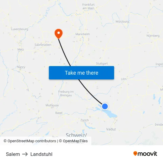 Salem to Landstuhl map