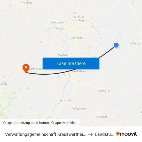Verwaltungsgemeinschaft Kreuzwertheim to Landstuhl map