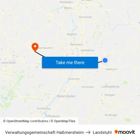 Verwaltungsgemeinschaft Haßmersheim to Landstuhl map