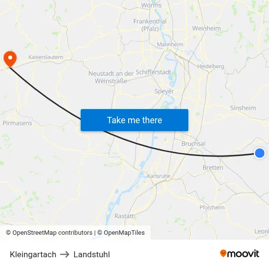 Kleingartach to Landstuhl map