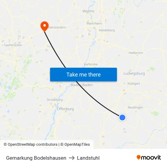 Gemarkung Bodelshausen to Landstuhl map