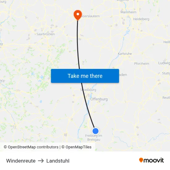 Windenreute to Landstuhl map