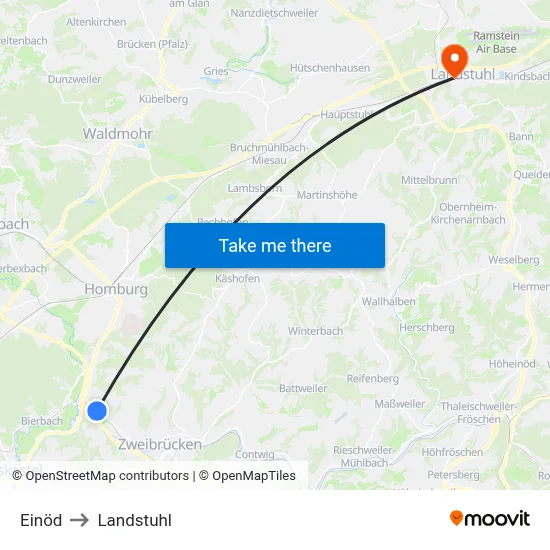 Einöd to Landstuhl map