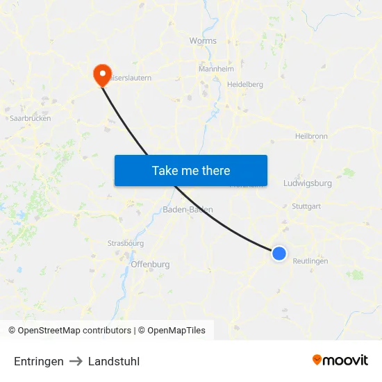 Entringen to Landstuhl map